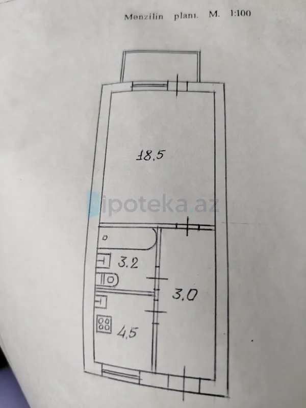 Satılır 1 otaqlı köhnə tikili 35 m²