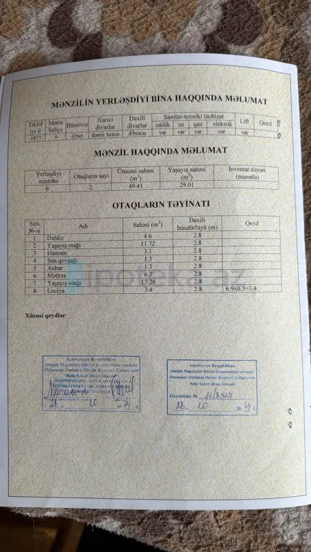 Satılır 2 otaqlı köhnə tikili 50 m²