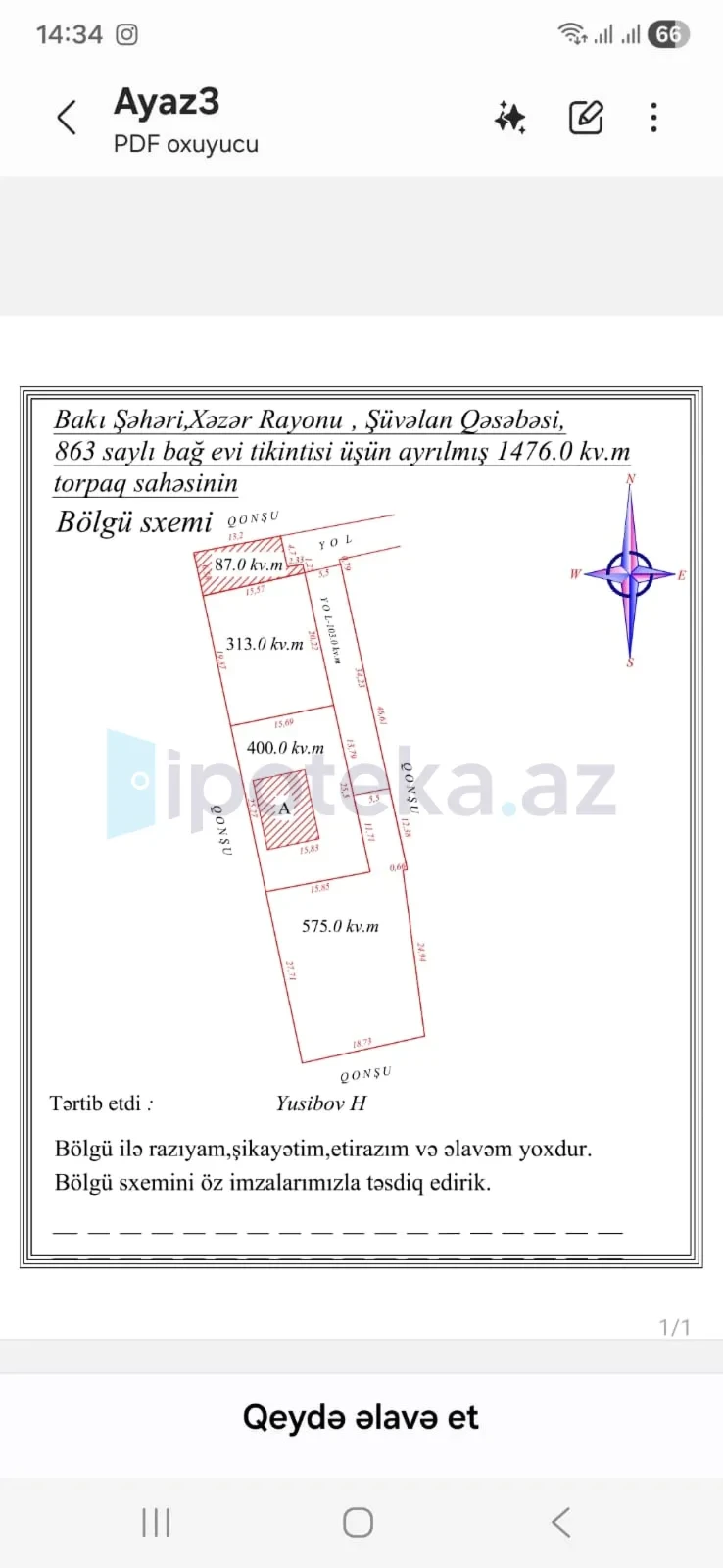 Satılır torpaq sahəsi 4 m²