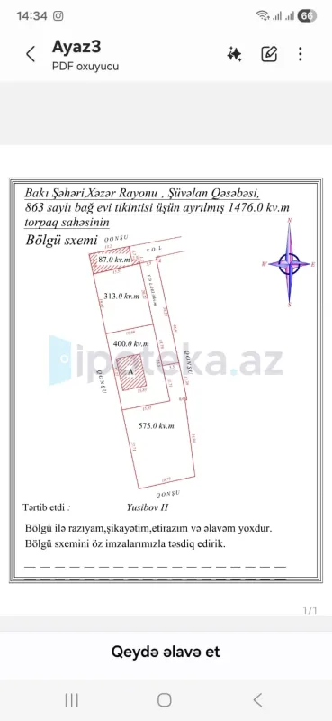 Satılır torpaq sahəsi 4 m²