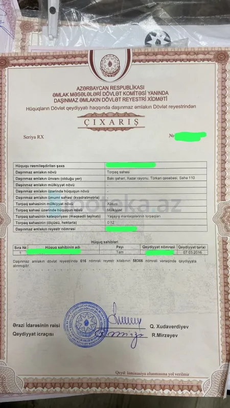 Satılır torpaq sahəsi