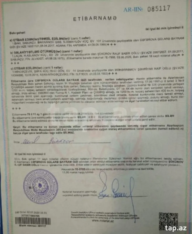 Satılır torpaq sahəsi