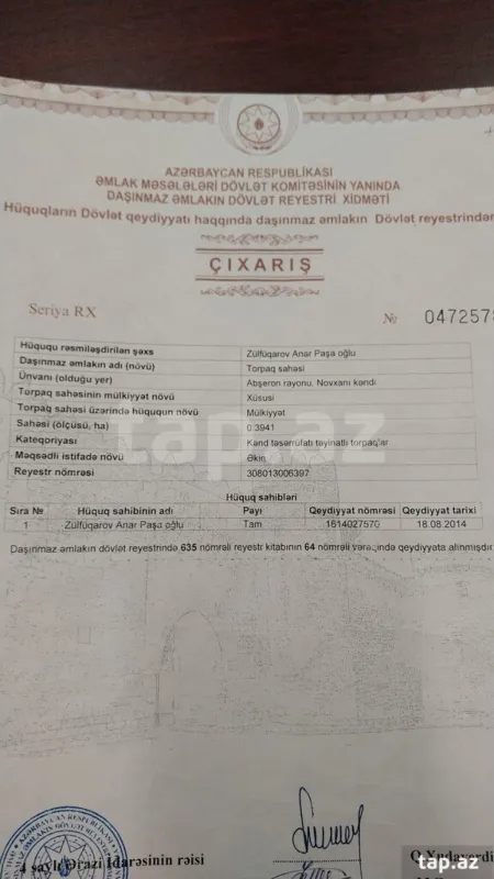 Satılır torpaq sahəsi