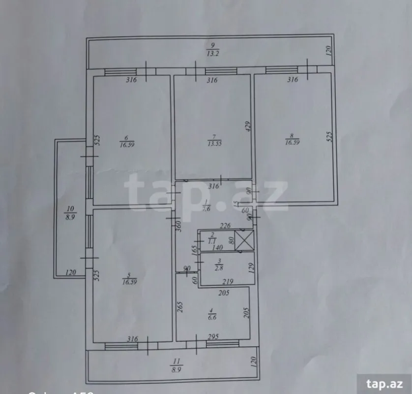 Satılır 4 otaqlı mənzil 100 m²