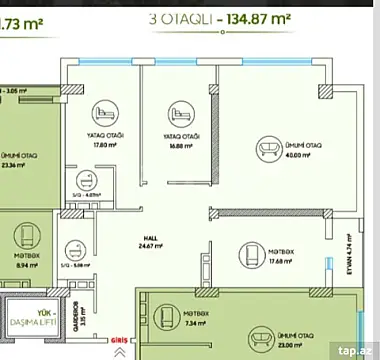 Satılır 3 otaqlı yeni tikili 135 m²