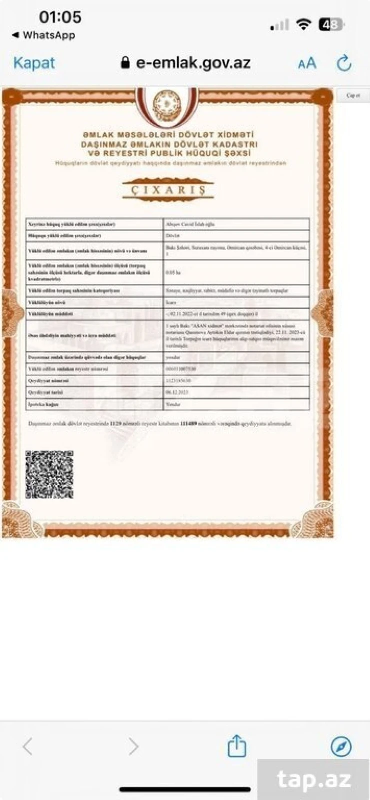 Satılır torpaq sahəsi