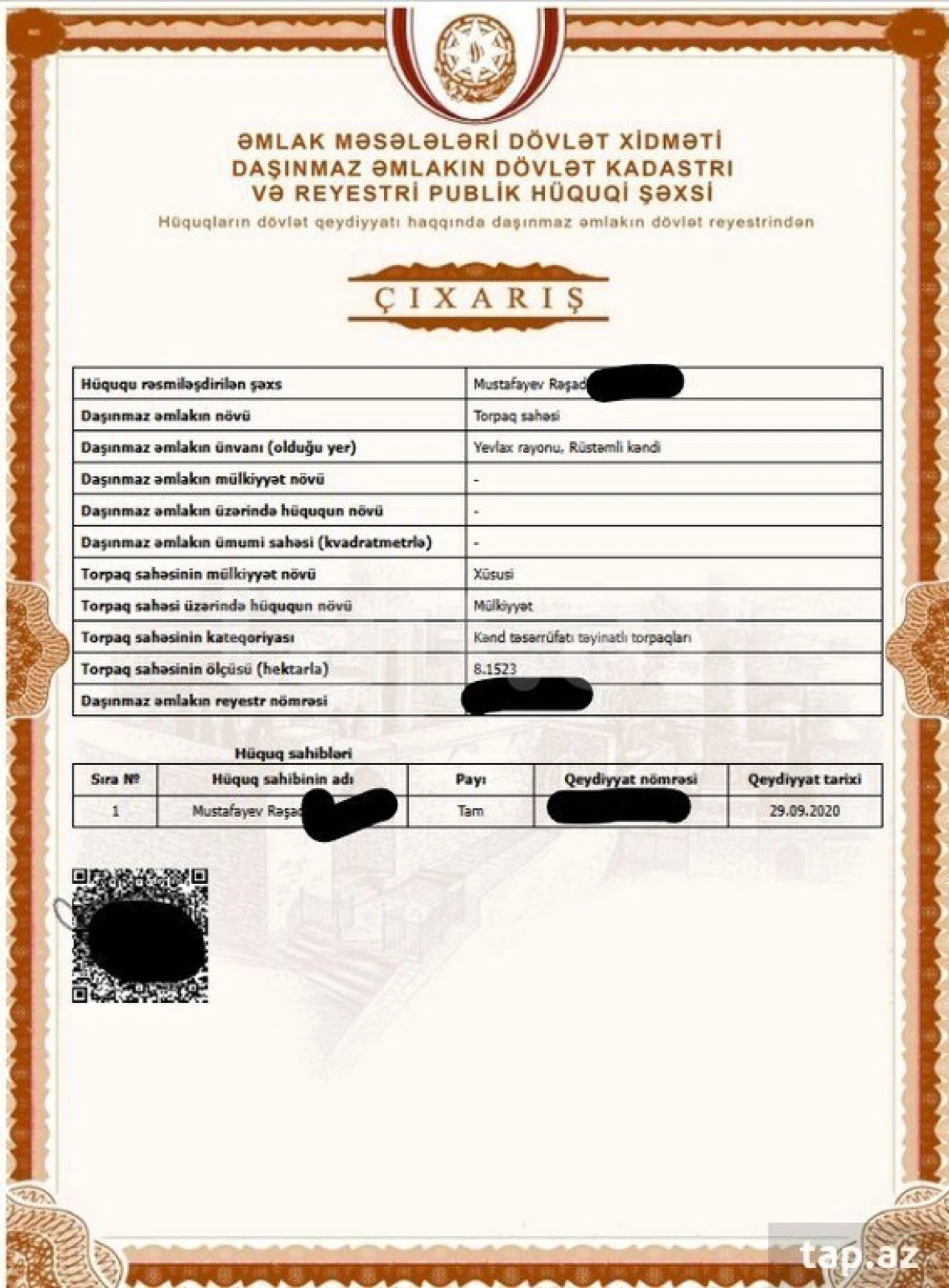 Satılır torpaq sahəsi