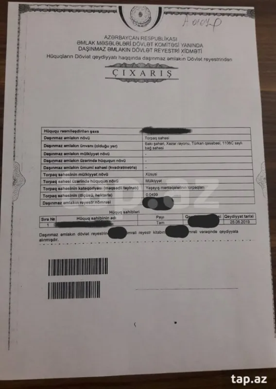 Satılır torpaq sahəsi