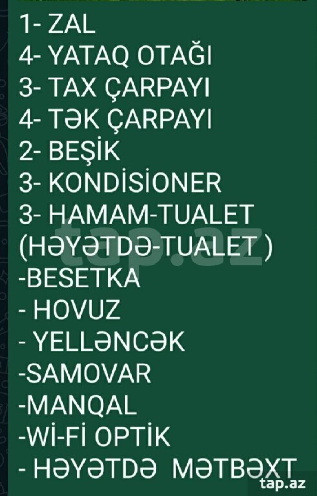 Kirayə verilir 5 otaqlı həyət evi