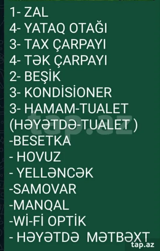 Kirayə verilir 5 otaqlı həyət evi