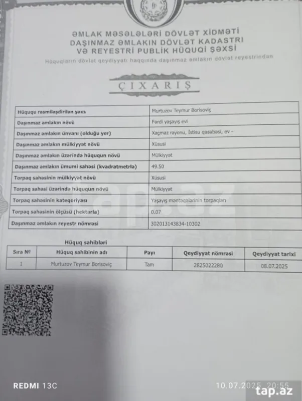 Satılır 3 otaqlı həyət evi