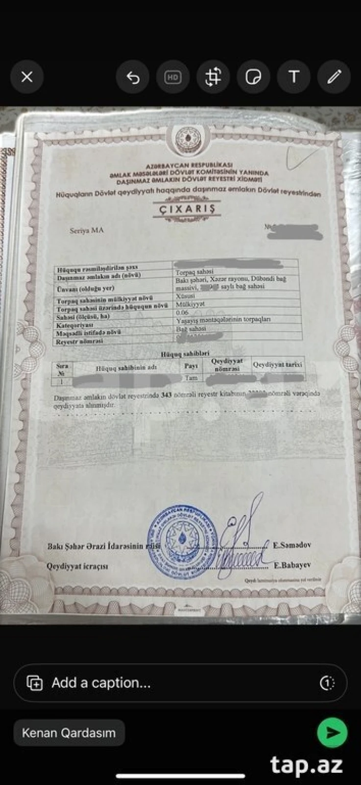 Satılır torpaq sahəsi