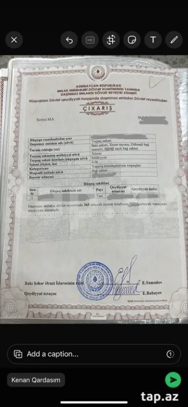 Satılır torpaq sahəsi