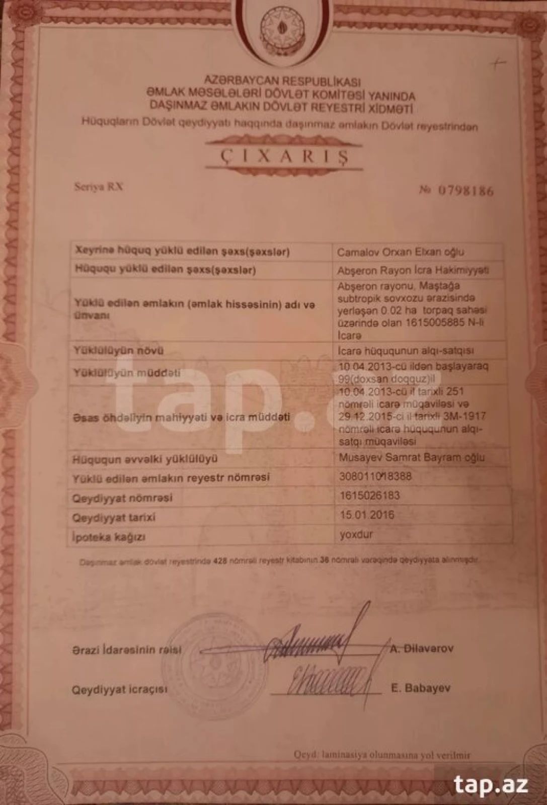 Satılır torpaq sahəsi