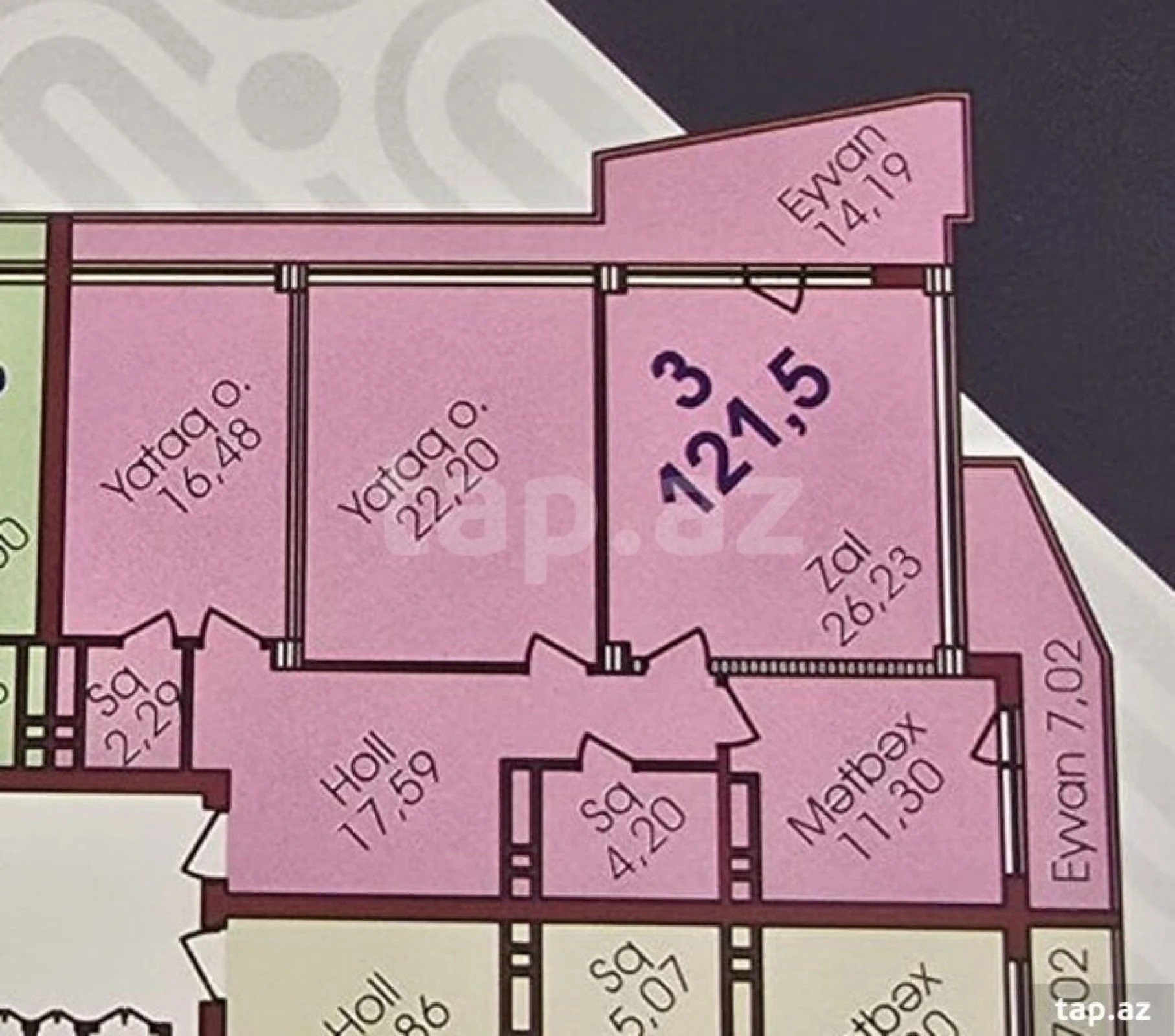 Satılır 3 otaqlı yeni tikili 122 m²