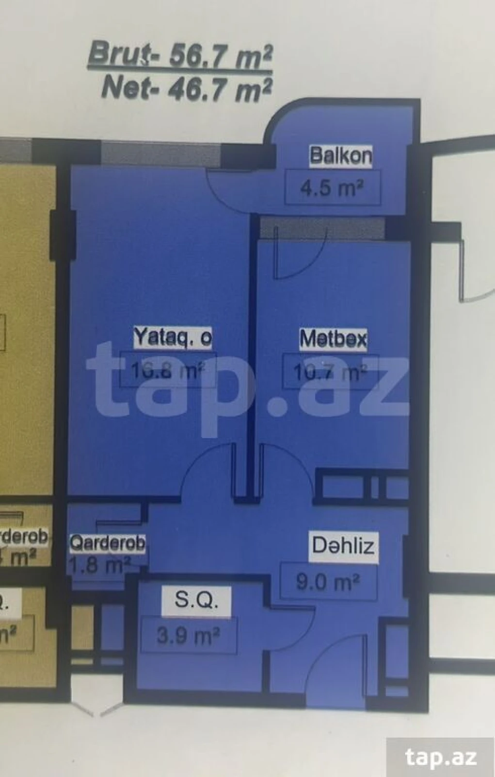 Satılır 1 otaqlı yeni tikili 57 m²