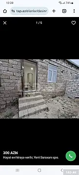 Kirayə verilir 2 otaqlı həyət evi