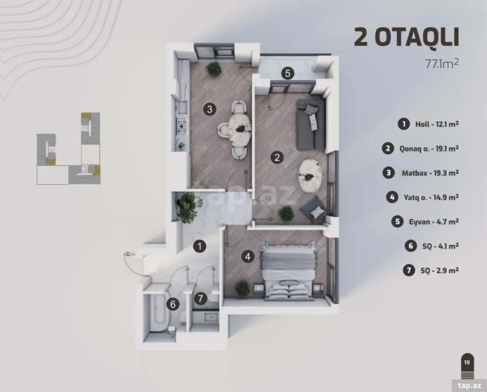 Satılır 2 otaqlı yeni tikili 78 m²