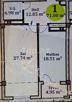 Satılır 2 otaqlı yeni tikili 71 m²
