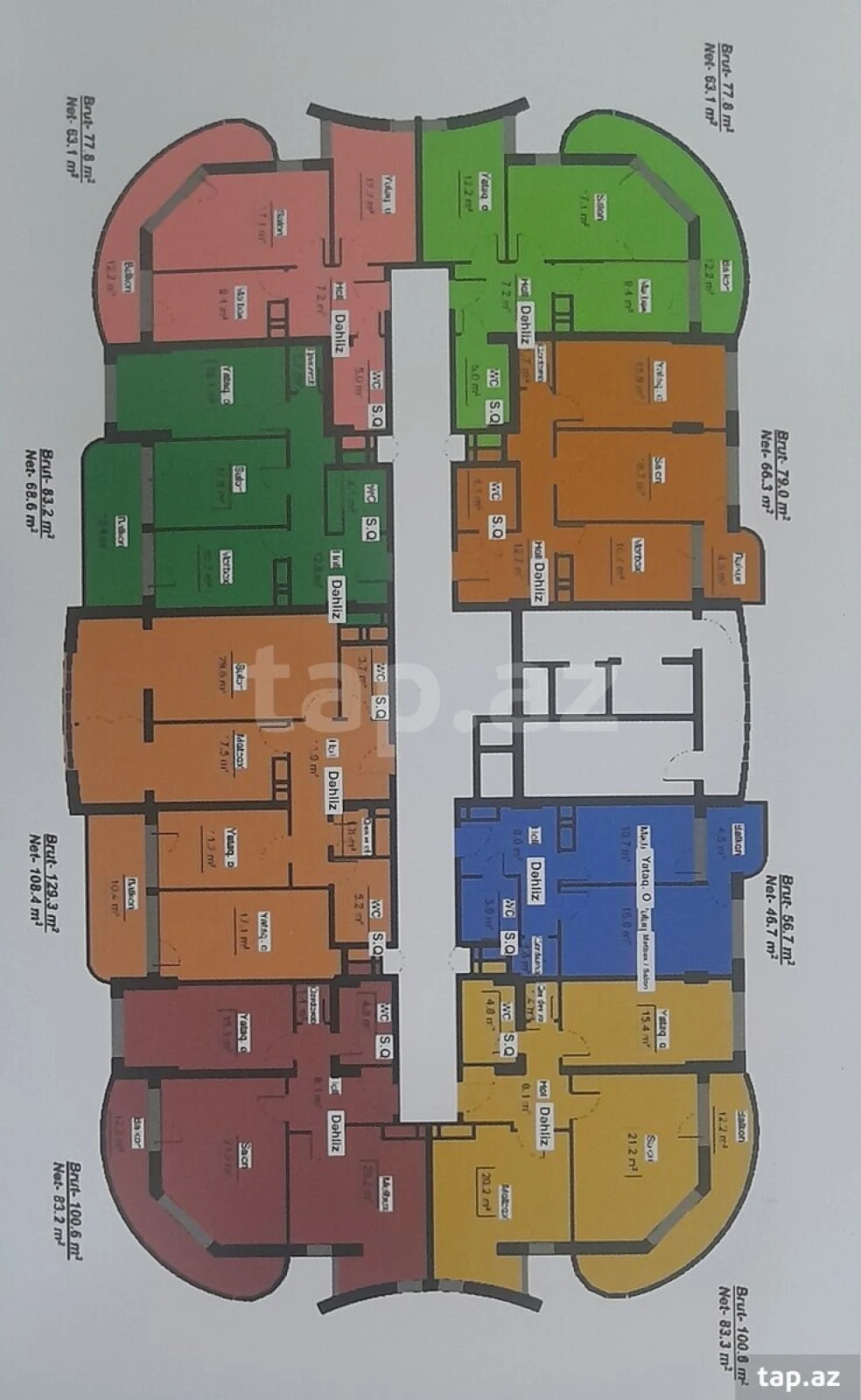 Satılır 2 otaqlı yeni tikili 77.8 m²