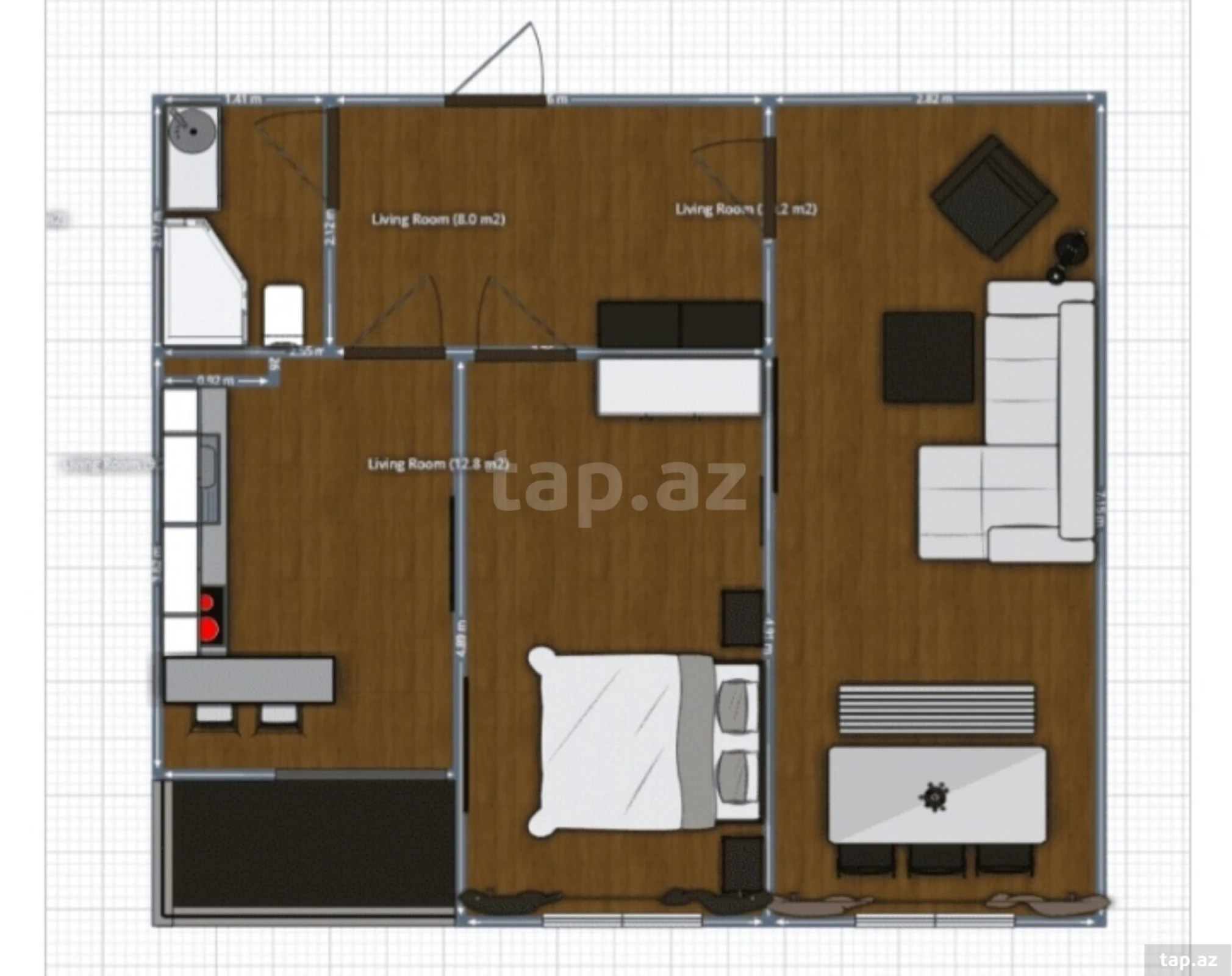 Satılır 2 otaqlı yeni tikili 16 m²