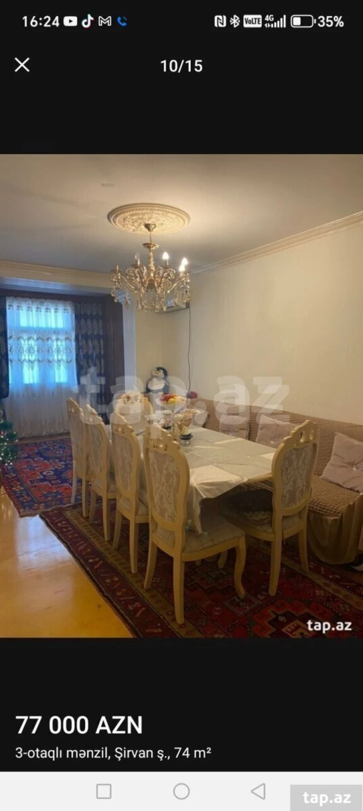 Satılır 3 otaqlı mənzil 74 m²