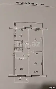 Satılır 3 otaqlı mənzil 70 m²