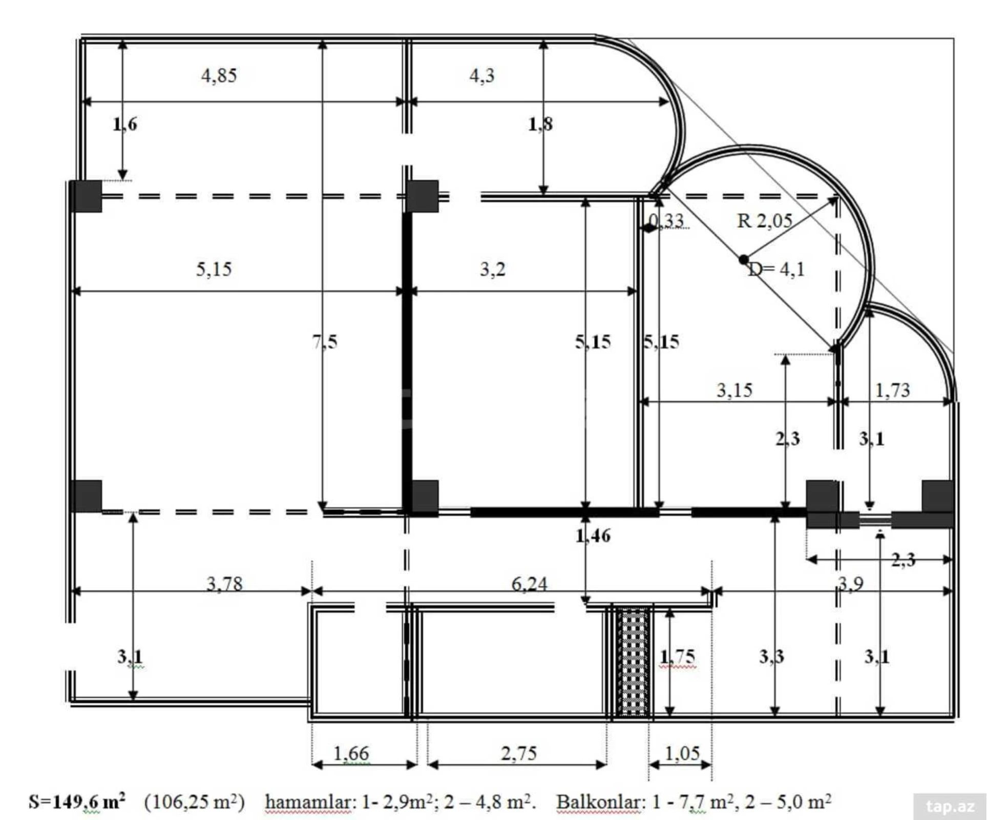 Satılır 3 otaqlı yeni tikili 150 m²