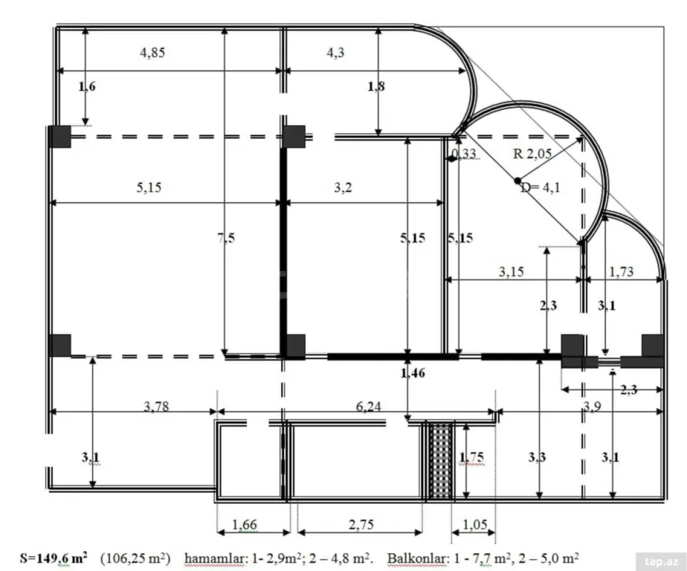 Satılır 3 otaqlı yeni tikili 150 m²