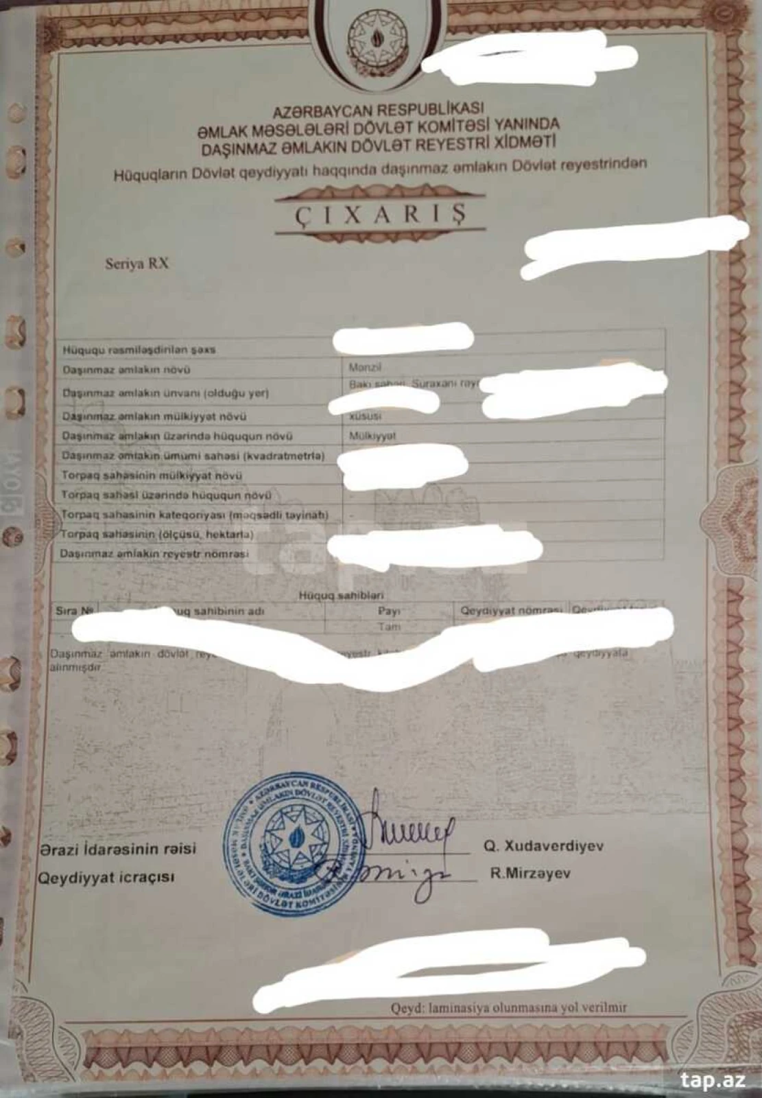 Satılır 2 otaqlı mənzil 50 m²