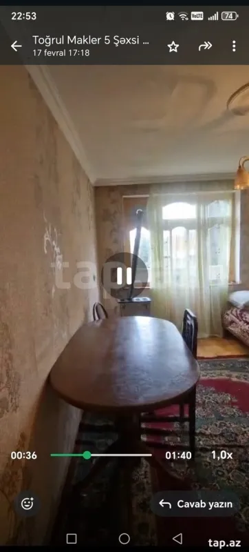 Satılır 2 otaqlı mənzil 44 m²