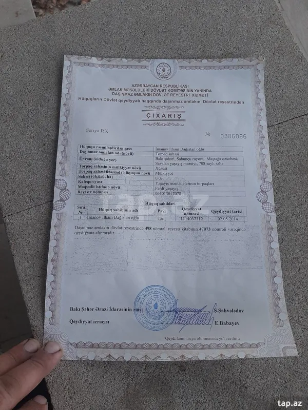 Satılır torpaq sahəsi