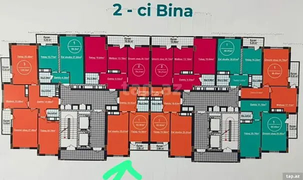 Satılır 2 otaqlı yeni tikili 63 m²