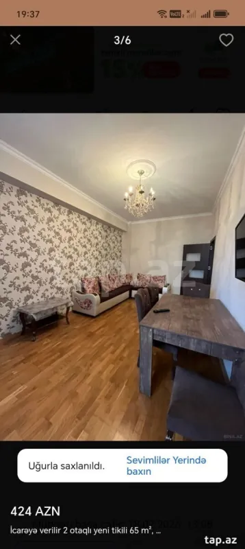 Kirayə verilir 2 otaqlı mənzil 60 m²