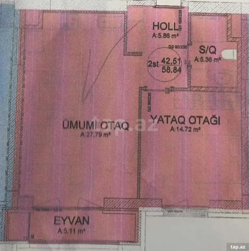 Satılır 2 otaqlı yeni tikili 59 m²