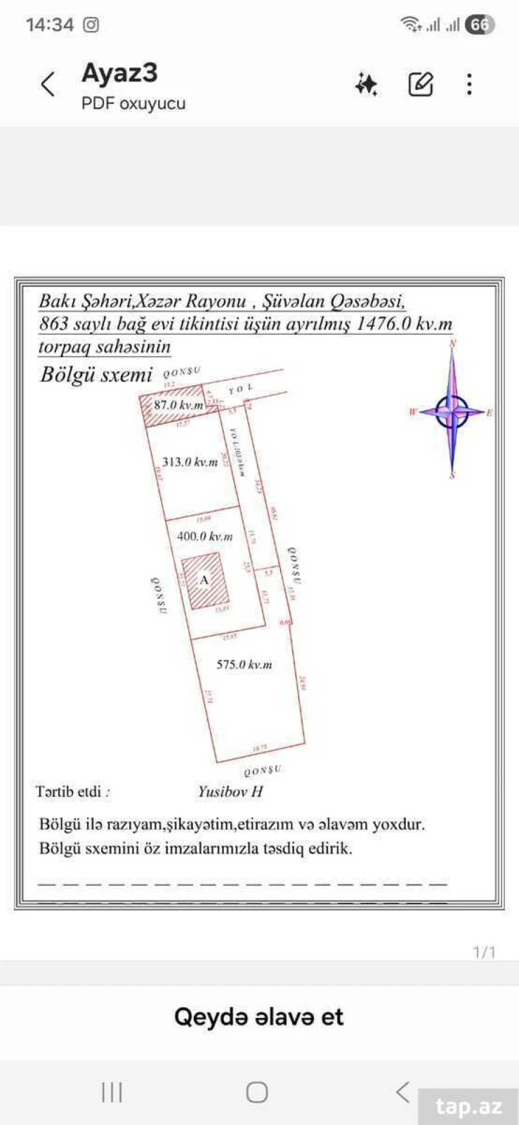 Satılır torpaq sahəsi