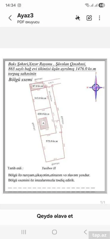 Satılır torpaq sahəsi