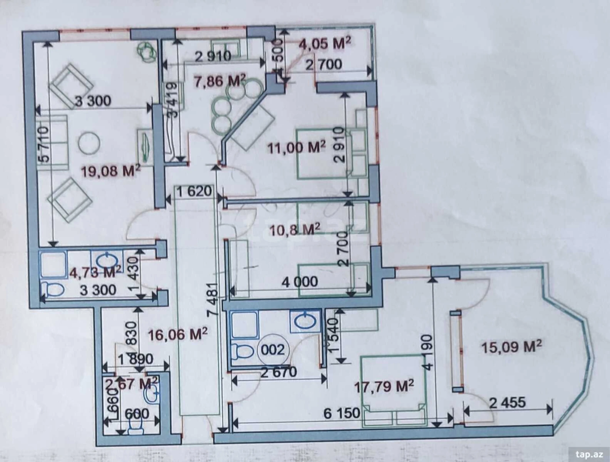 Satılır 4 otaqlı yeni tikili 113.1 m²