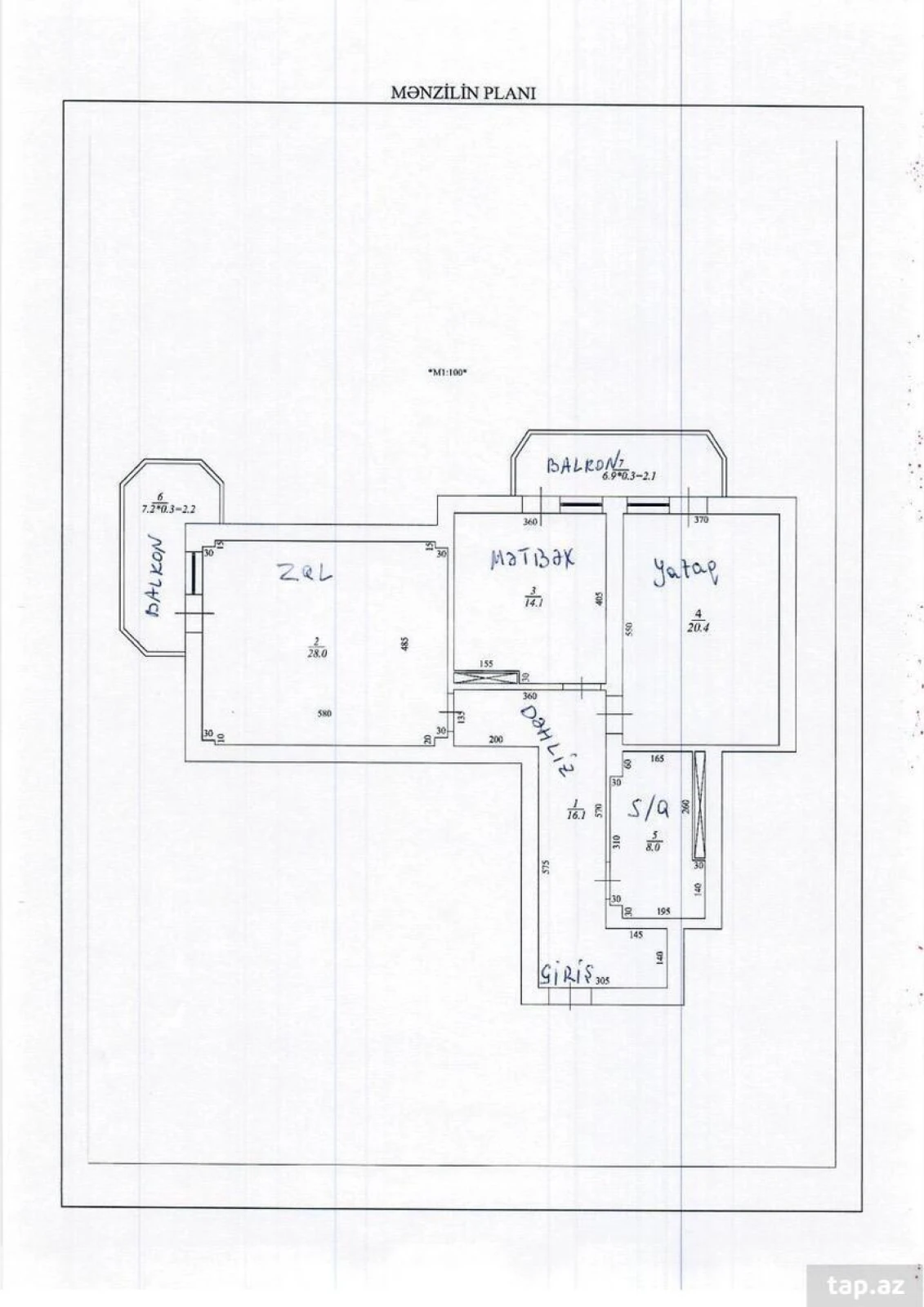 Satılır 2 otaqlı yeni tikili 101 m²