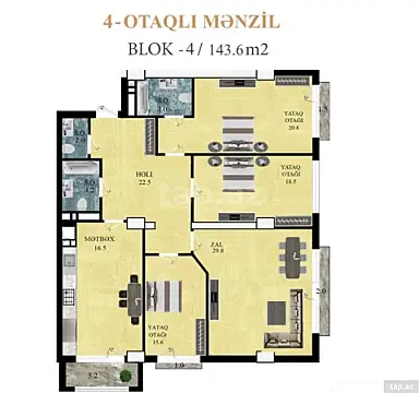 Satılır 4 otaqlı yeni tikili 143 m²