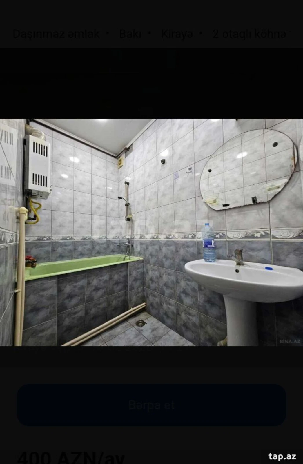 Kirayə verilir 2 otaqlı mənzil 70 m²