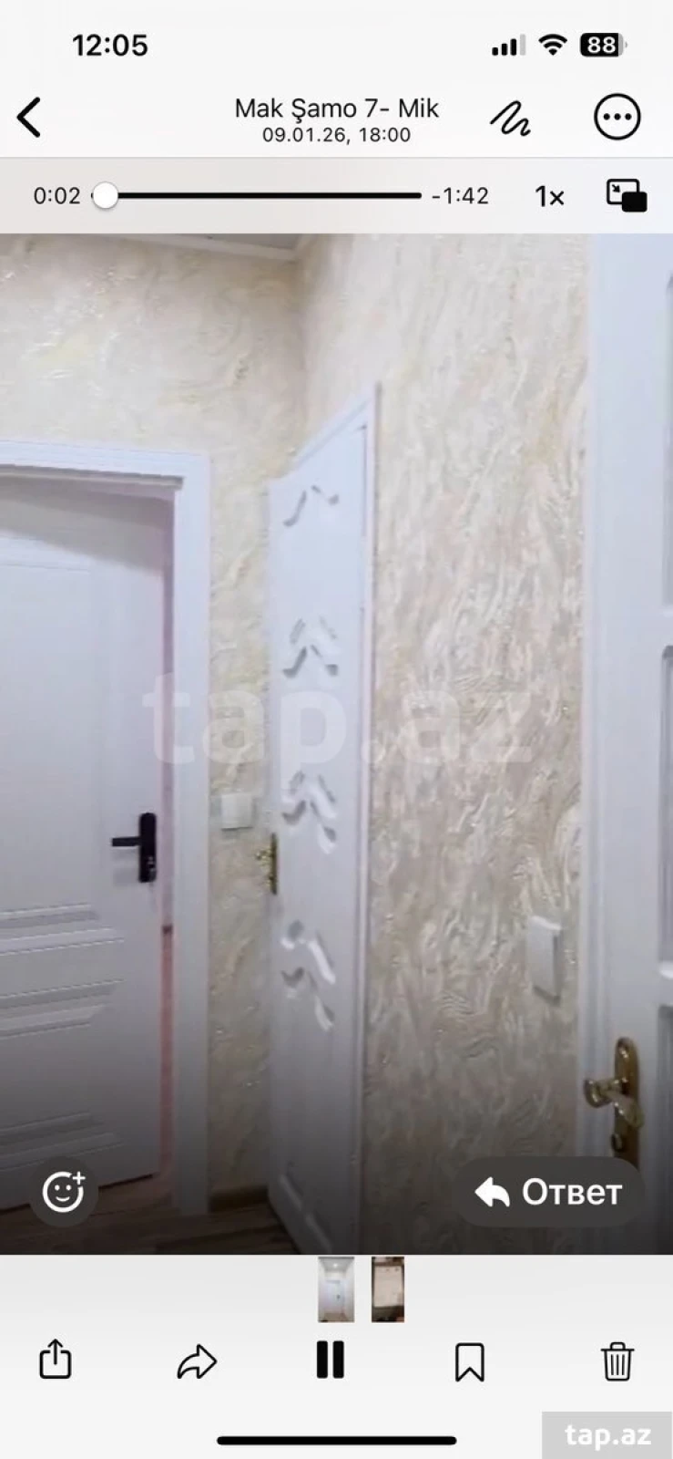 Satılır 2 otaqlı mənzil 55 m²