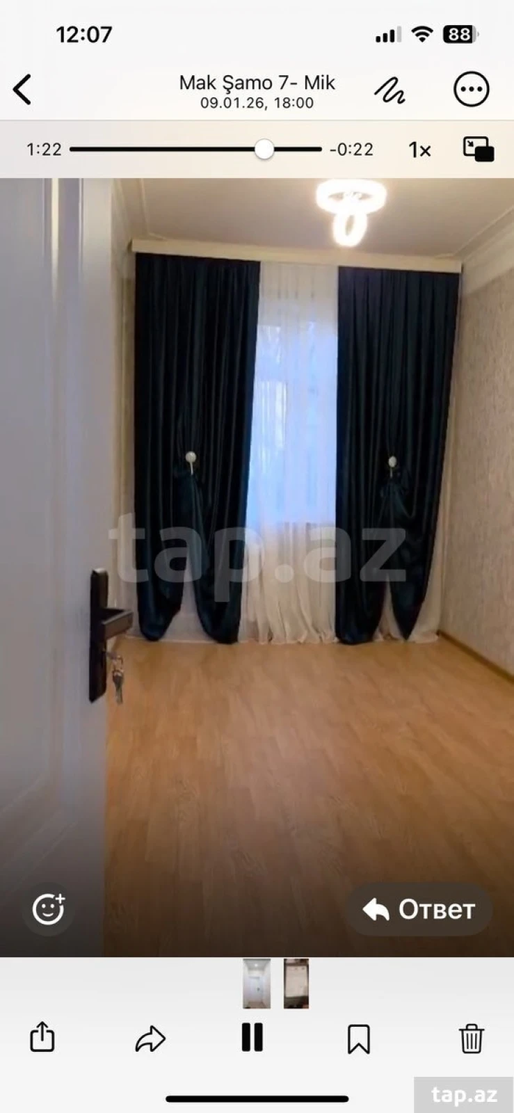 Satılır 2 otaqlı mənzil 55 m²