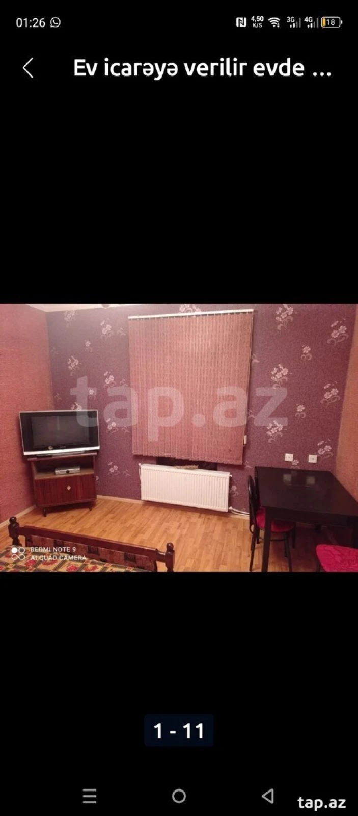 Kirayə verilir 1 otaqlı həyət evi