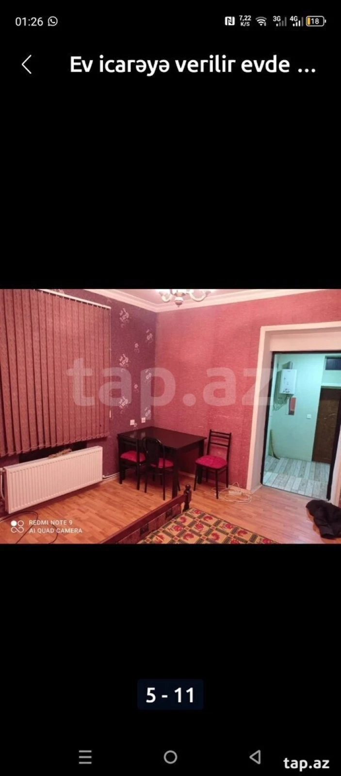 Kirayə verilir 1 otaqlı həyət evi