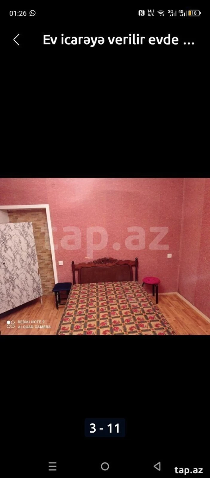 Kirayə verilir 1 otaqlı həyət evi