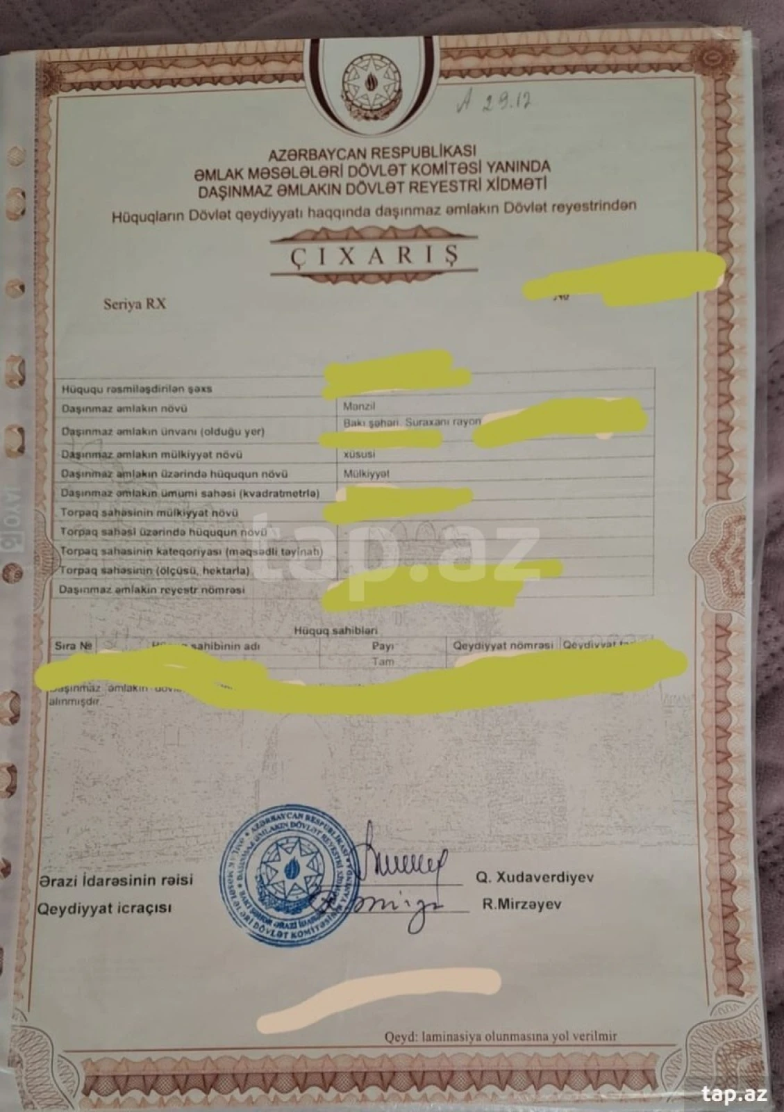 Satılır 2 otaqlı mənzil 55 m²