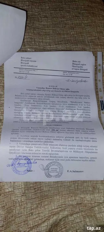 Satılır torpaq sahəsi