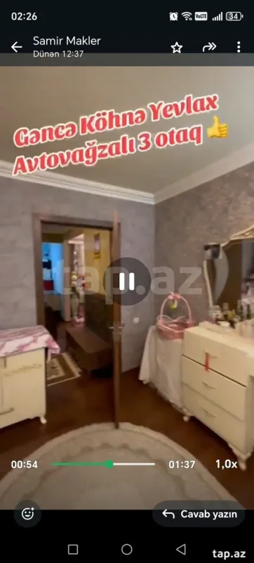 Satılır 3 otaqlı mənzil 60 m²