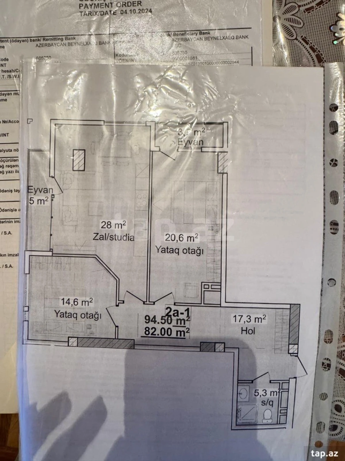 Satılır 3 otaqlı yeni tikili 94.5 m²